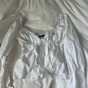 Zara White Blouse with Ruched Details